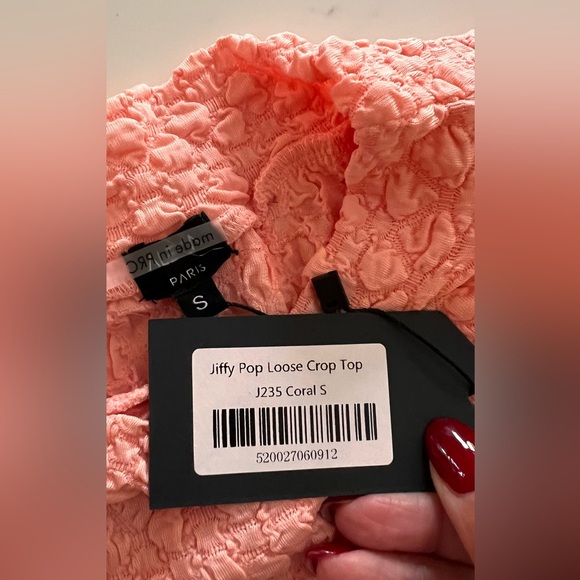 ALEEZA PARIS jiffy pop loose CROP top CORAL - Picture 6 of 8